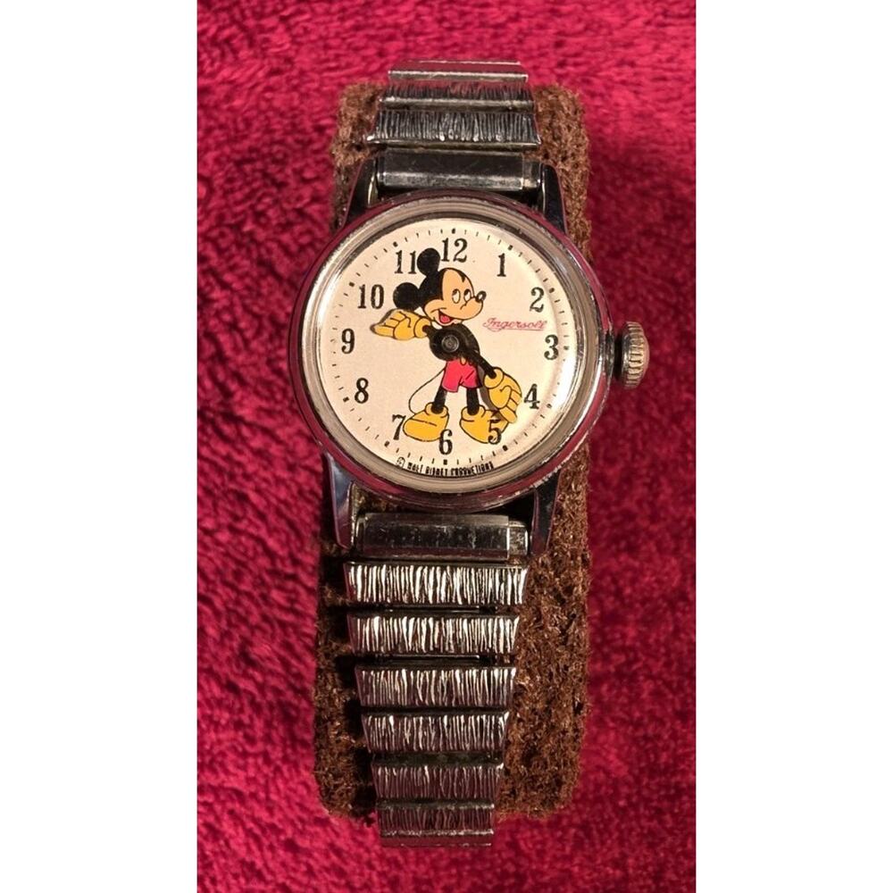 Vintage Mickey Mouse Watch Working Disney Character Watch Silver Stretch Band